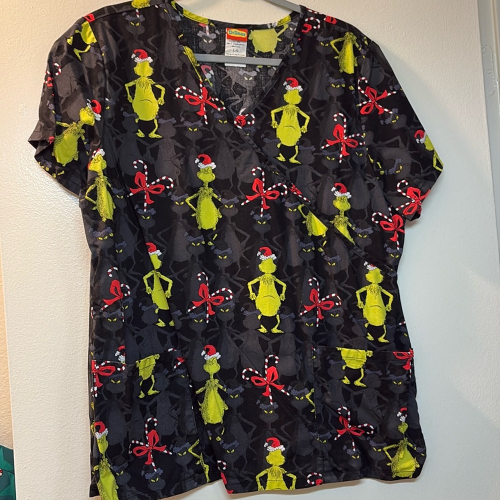 Grinch Scrub Top